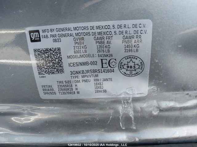 3GNKBJRS8RS141604 Chevrolet lgx