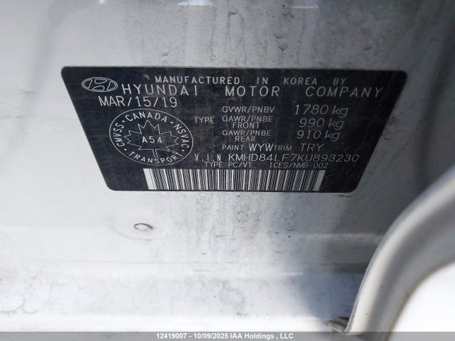 Hyundai mpi nu 2019 KMHD84LF7KU893230 Image 9