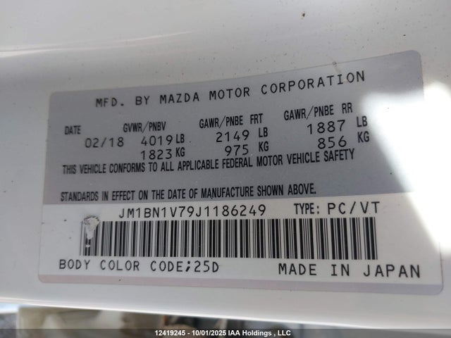 Mazda pe 2018 JM1BN1V79J1186249 Image 18