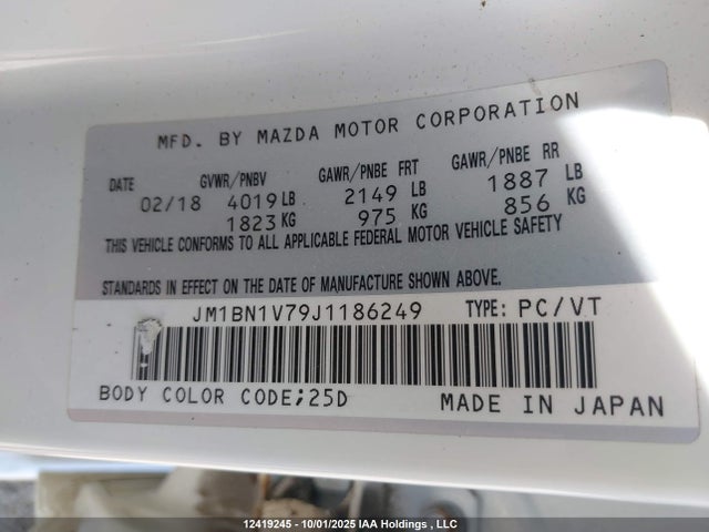 Mazda pe 2018 JM1BN1V79J1186249 Image 9