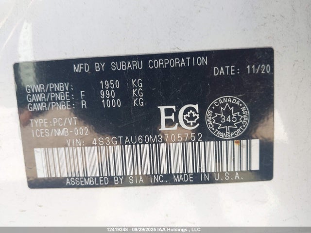 4S3GTAU60M3705752 Subaru na