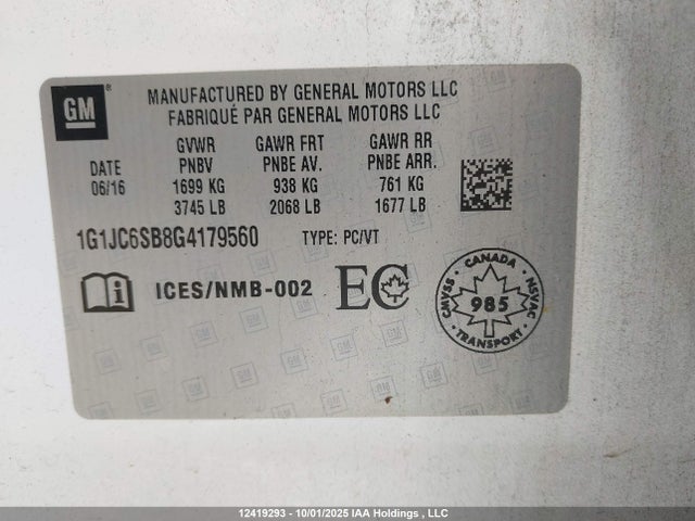 1G1JC6SB8G4179560 Chevrolet luv - vvt, alum, e85 max