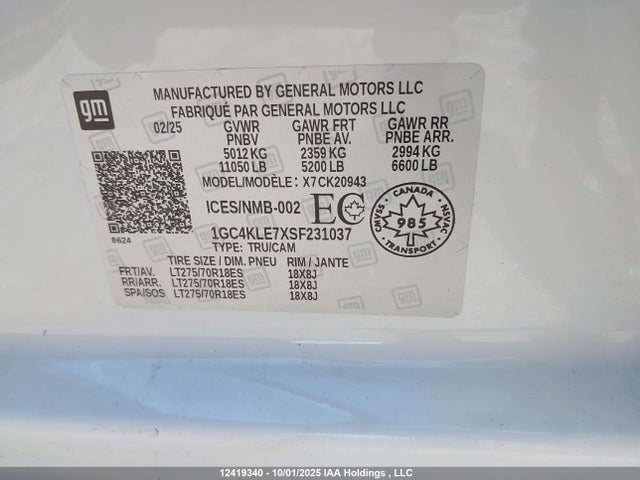 1GC4KLE7XSF231037 Chevrolet l8t
