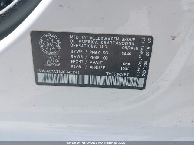 1VWBA7A36JC045741 Volkswagen tsi