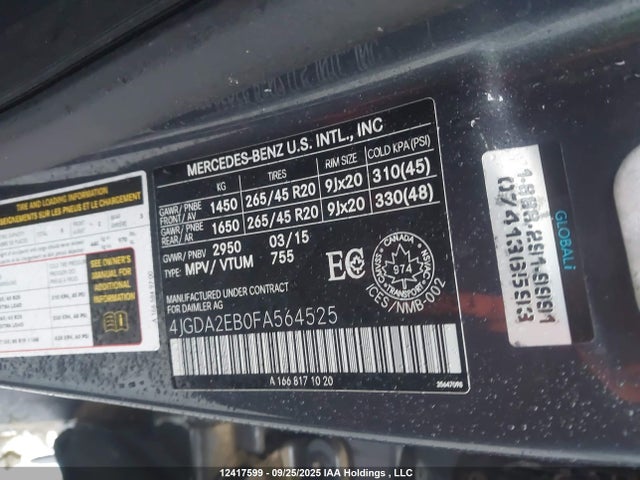 Mercedes-Benz 2015 2015 4JGDA2EB0FA564525 Image 19