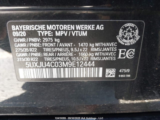 BMW X5 2021 5UXJU4C03M9E12444 Image 9