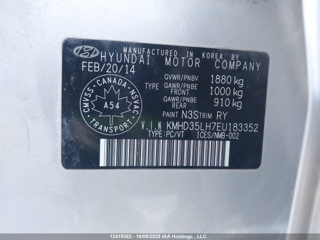 KMHD35LH7EU183352 Hyundai dohc gdi nu
