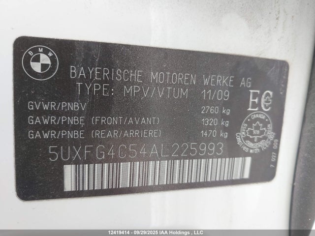 Продажа на аукционе авто 2010 Bmw X6 Xdrive35i, vin: 5UXFG4C54AL225993, номер лота: 12419414
