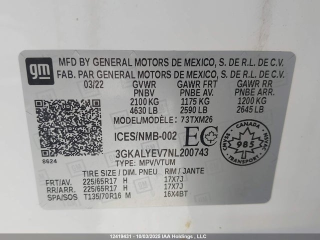 GMC lyx 2022 3GKALYEV7NL200743 Image 9