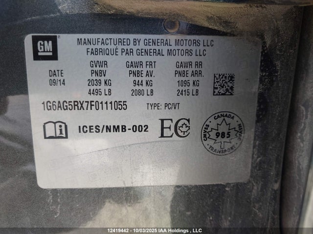1G6AG5RX7F0111055 Cadillac ltg