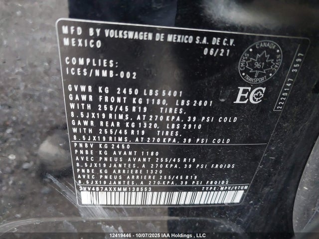 3VV4B7AXXMM138553 Volkswagen Tiguan