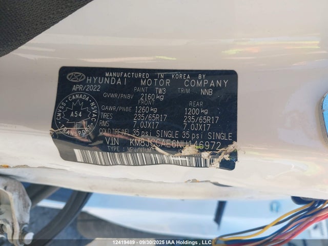 Hyundai gdi theta iii 2022 KM8JCCAE6NU146972 Image 9