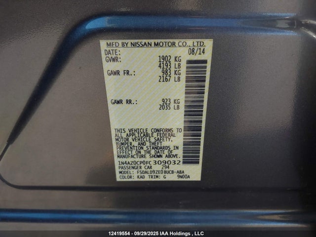 Nissan Leaf 2015 1N4AZ0CP0FC309032 Image 9