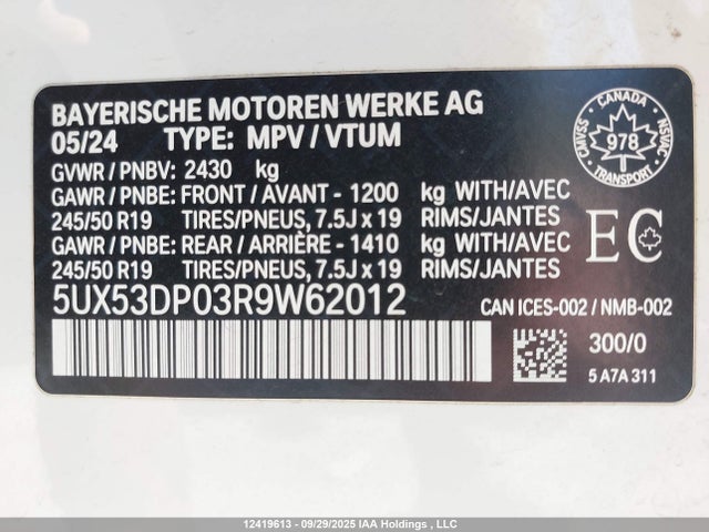 5UX53DP03R9W62012 BMW X3