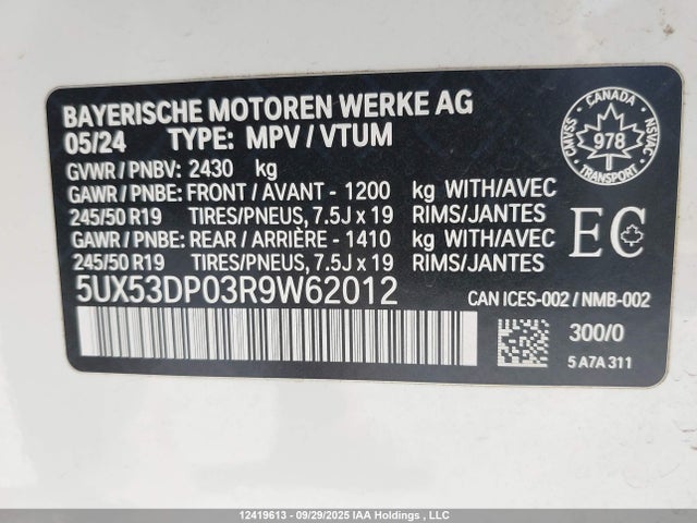 5UX53DP03R9W62012 BMW X3