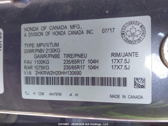 Honda l15be 2017 2HKRW2H20HH130690 Image 9