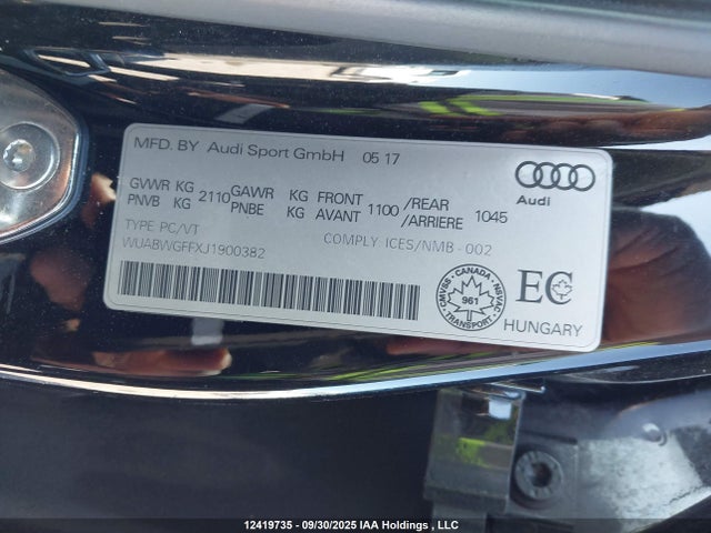 WUABWGFFXJ1900382 Audi 2.5t