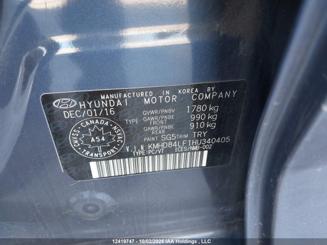 KMHD84LF1HU340405 Hyundai Elantra