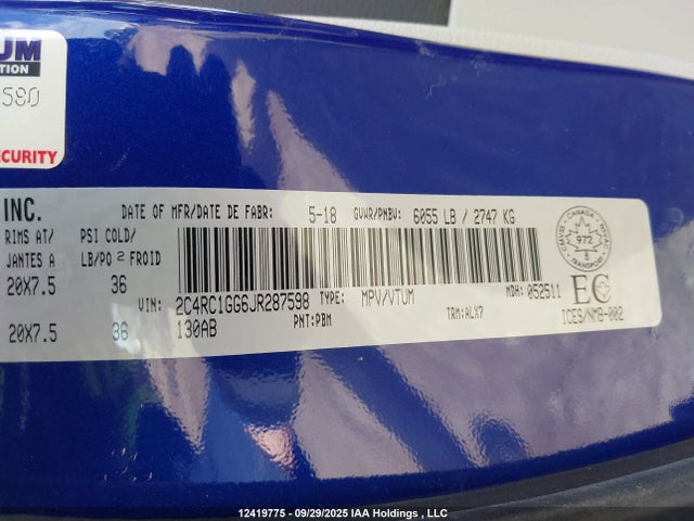 2C4RC1GG6JR287598 Chrysler Pacifica