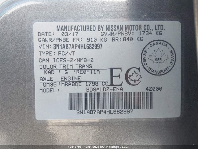 3N1AB7AP4HL682997 Nissan 2017
