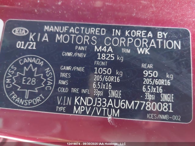2021 Kia Soul Ex მანქანა იყიდება აუქციონზე, vin: KNDJ33AU6M7780081, აუქციონის ნომერი: 12419874