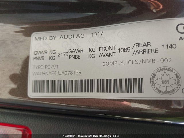 Audi 2018 2018 WAUBNAF41JA078175 Image 9