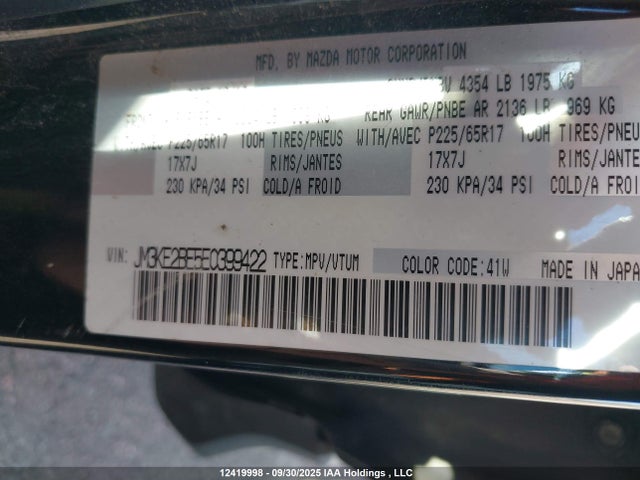 JM3KE2BE5E0399422 Mazda pe