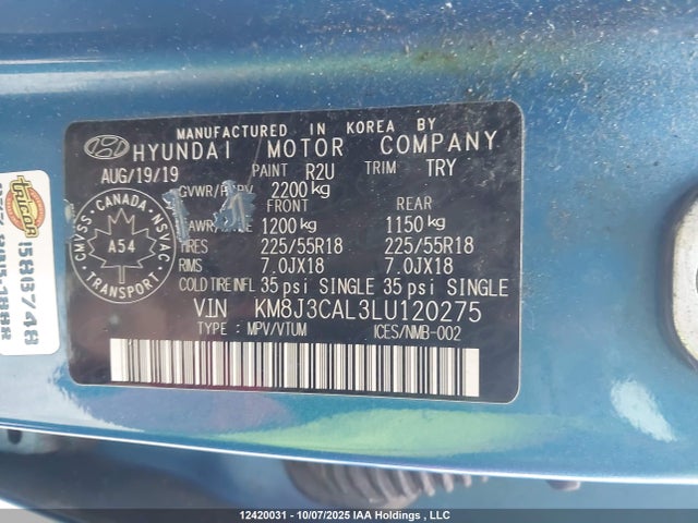 KM8J3CAL3LU120275 Hyundai gdi theta ii