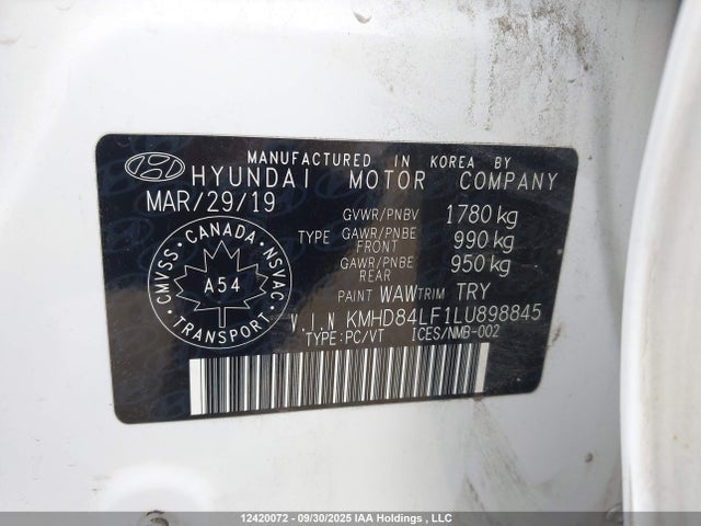 KMHD84LF1LU898845 Hyundai mpi nu