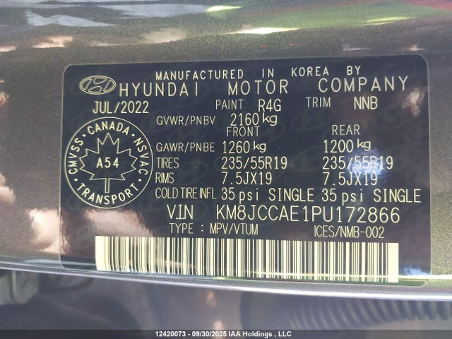 Продажа на аукционе авто 2023 Hyundai Tucson Sel, vin: KM8JCCAE1PU172866, номер лота: 12420073