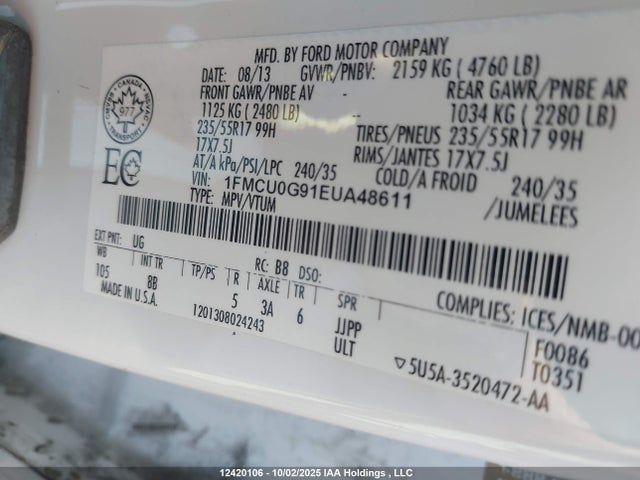 1FMCU0G91EUA48611 Ford 2014