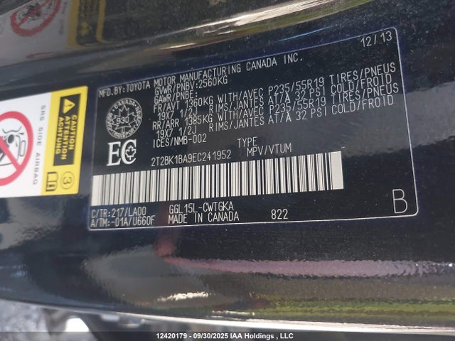 Lexus 2gr-fe 2014 2T2BK1BA9EC241952 Image 9