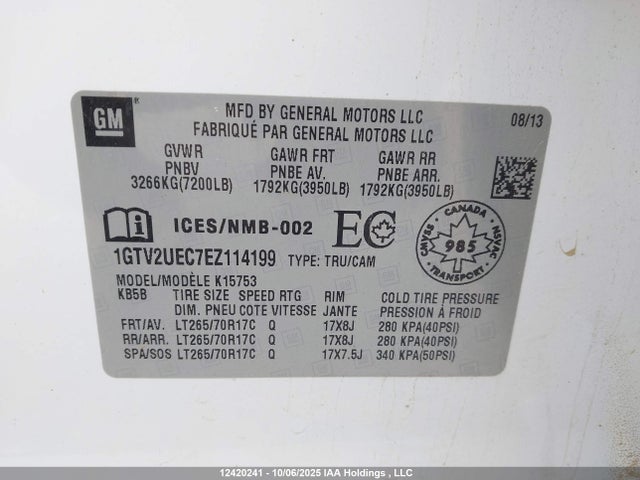 1GTV2UEC7EZ114199 GMC l83 - vvt, afm (active fuel management), aluminum