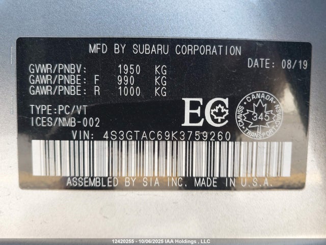 Subaru Impreza 2019 4S3GTAC69K3759260 Image 18