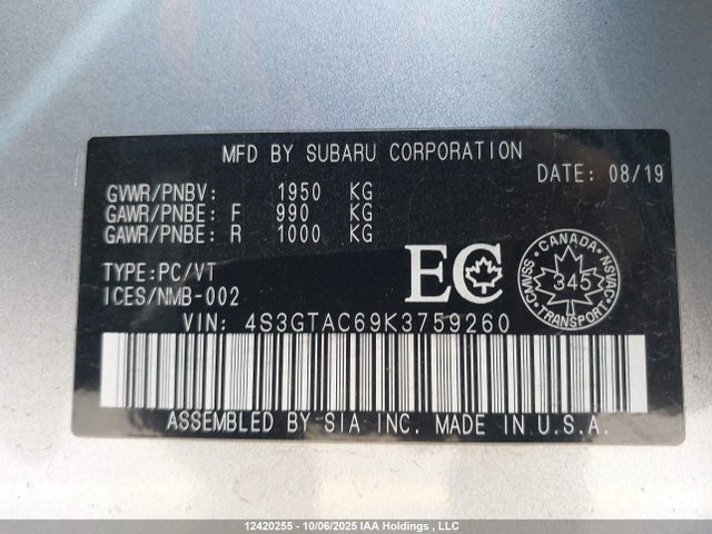 Subaru Impreza 2019 4S3GTAC69K3759260 Image 19