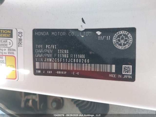 JHMZC5F11JC800266 Honda leb3(h4)