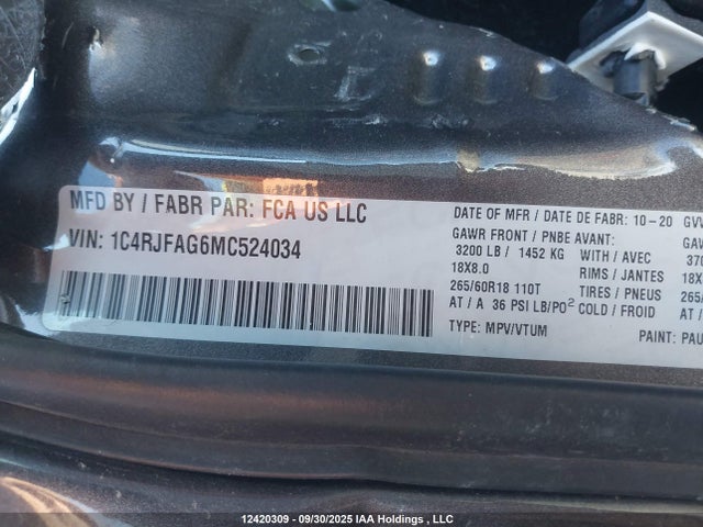 1C4RJFAG6MC524034 Jeep Grand Cherokee