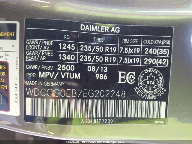 WDCGG0EB7EG202248 Mercedes-Benz Glk-Class