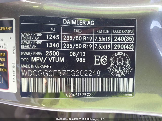 WDCGG0EB7EG202248 Mercedes-Benz Glk-Class