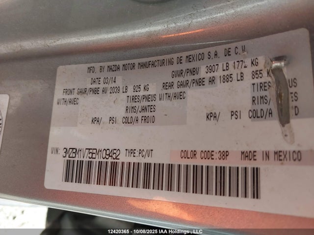 3MZBM1V75EM109452 Mazda pe