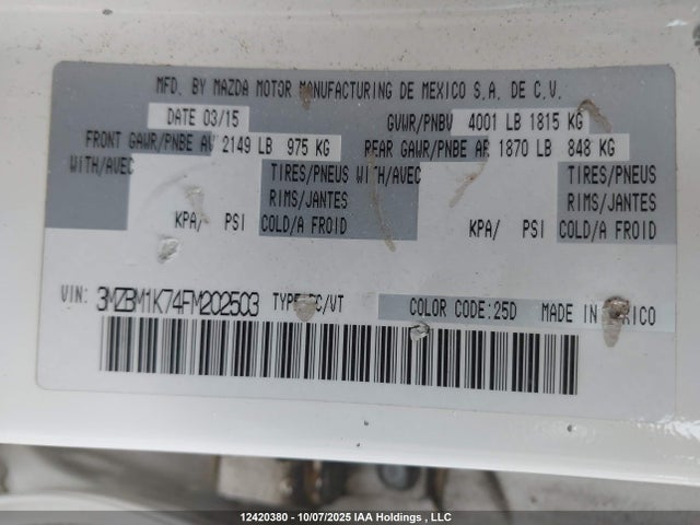 3MZBM1K74FM202503 Mazda pe