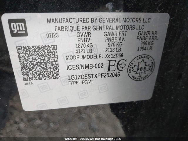 1G1ZD5STXPF252046 Chevrolet lfv