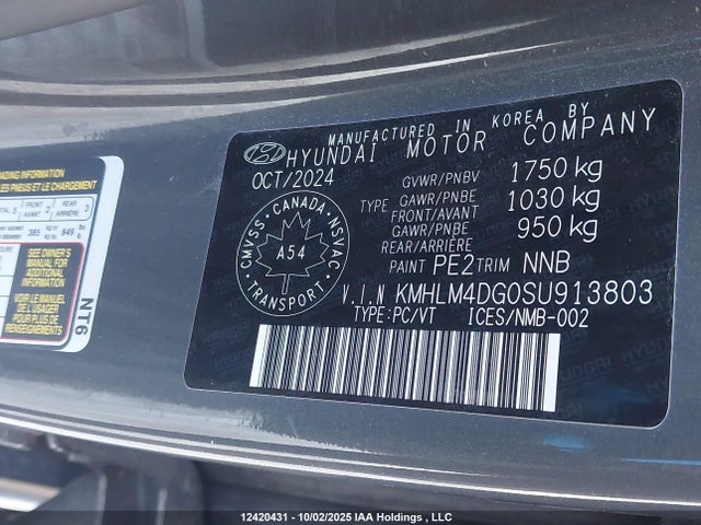 KMHLM4DG0SU913803 Hyundai mpi nu pe
