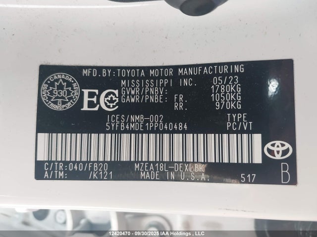 Toyota m20a-fks 2023 5YFB4MDE1PP040484 Image 9