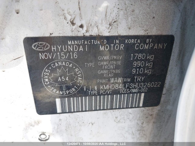 KMHD84LF3HU326022 Hyundai 2017