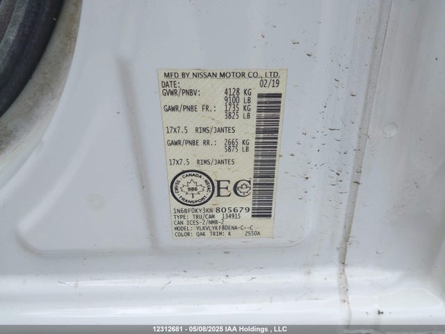 1N6BF0KY3KN805679 Nissan 2019
