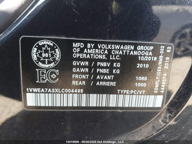1VWEA7A3XLC004495 Volkswagen 2020