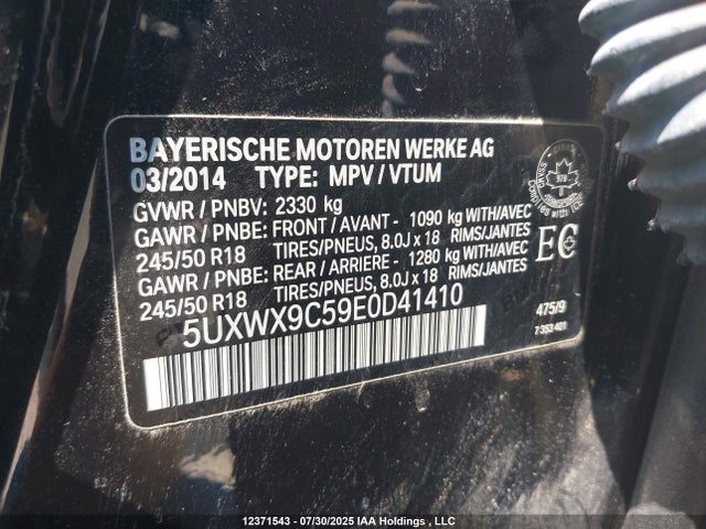 BMW 2014 2014 5UXWX9C59E0D41410 Image 9