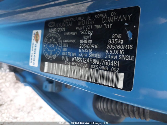 KM8K12AB8NU760481 Hyundai mpi nu pe