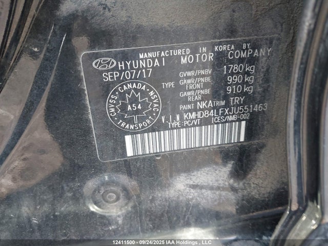 KMHD84LFXJU551463 Hyundai mpi nu